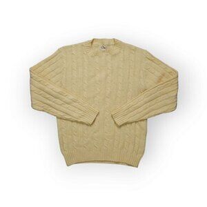 Vintage Drummond Wintuk Acrylic Cable Knit Fisherman‎ Sweater Yellow Mens Large